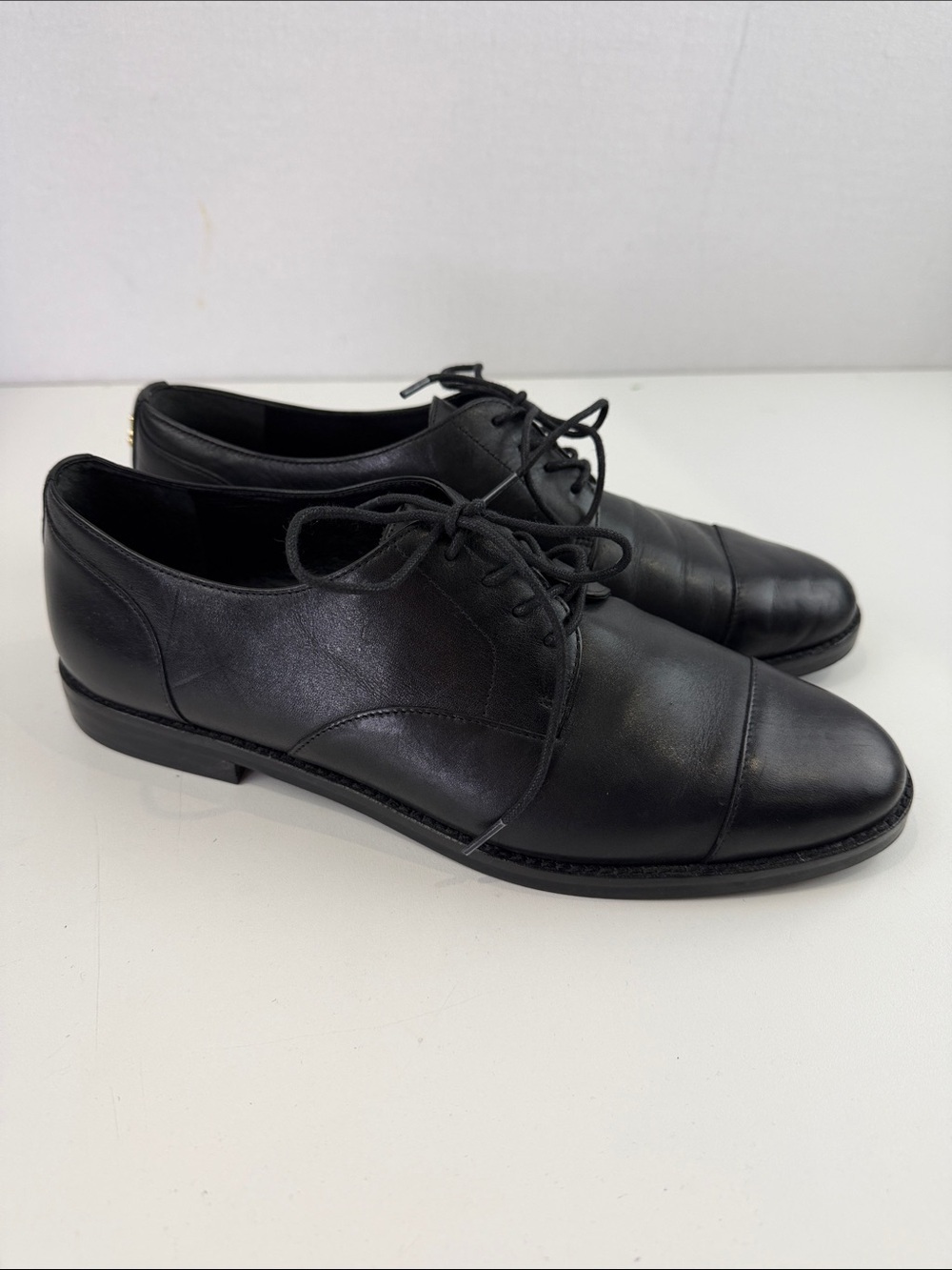 Rare Lauren Ralph Lauren Black Leather Lace-Up Oxford Derbys